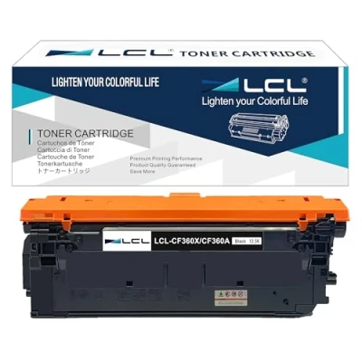 Immagine di LCL Cartucce di Toner Rigenerate 508X 508A CF360A CF360X 12500Pagine Nero Sostituzione per HP M553 Printer M577 Color LaserJet Enterprise M552dn M553dn M553n M553x MFP M577Z M577dn