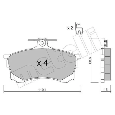 Immagine di METELLI 22 0250 0 Kit pastiglie freno con segnalatore acustico usura MITSUBISHI: Carisma Hatchback