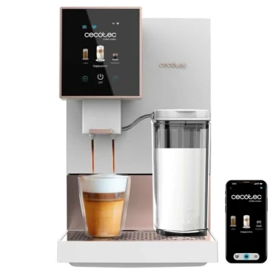 Immagine di Cecotec Caffettiera Superautomatica Cremmaet Compactccino Connected White Rose. 19 Bar, Display TFT, Wifi, Sistema Thermoblock, Serbatoio del Latte, Caffè 150 g, 5 Livelli di Macinatura
