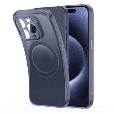 Immagine di ESR Custodia per iPhone 15 Pro Max, Compatibile con MagSafe, Protezione di livello militare, Resistente all&#039;ingiallimento e ai graffi, magnetica Serie Zero, Blu Scuro