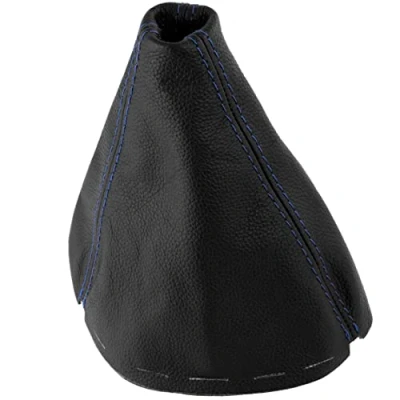 Immagine di Aerzetix C63787 Cuffia per leva del cambio in vera pelle compatibile con Renault Clio 4 dal 2012 al 2019 colore: nero cuciture blu manuale