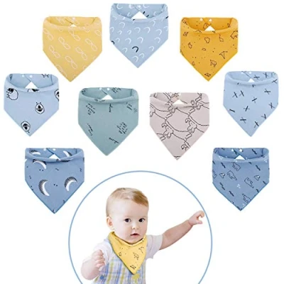 Immagine di Viedouce Bavaglino Neonato Bavaglini Bandana con 2 Bottoni a Pressione, 100% Cotone Biologico,Super Assorbenti &amp; Morbidi,Bambino Drool per Ragazzi e Ragazze (9 Pezzi, Colore 02)