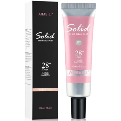 Immagine di AIMEILI 30ML Solid Nail Glue Gel, 3 in 1 Colla Gel Solida per Unghie Tips Extra Forte a Pressione e Morbide