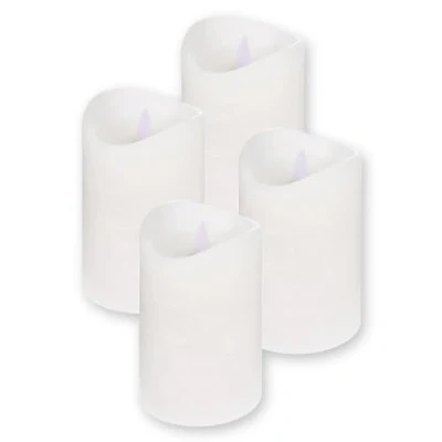 Immagine di ToCi Candele a LED bianche Ø 7,5 x 10 cm Set di 4 senza fiamma in vera cera con mobile e timer dell&#039;Avvento