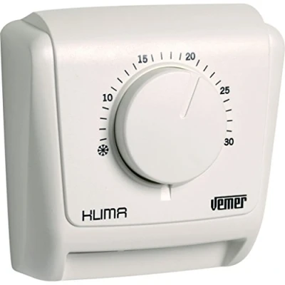 Immagine di VEMER VE019600 KLIMA 3 Termostato Meccanico a Membrana di Gas per Caldaia/Condizionatore, Funzione Riscaldamento/Condizionamento, Bianco
