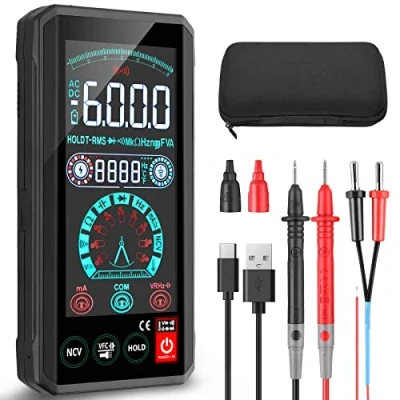 Immagine di Neoteck Multimetro Digitale 6000 Conteggi Smart Touch Screen Tester TRMS Meter di Capacità Corrente Tensione Ricaricabile Temperatura NCV Portatile con Termocoppia