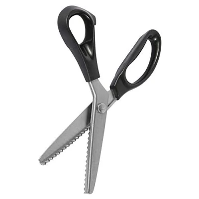 Immagine di forbici da sartoria in tessuto per tagliare a zig zag modello seghettato cucito acciaio inox 23 cm