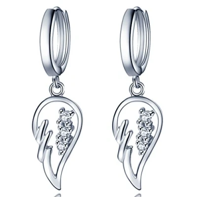 Immagine di Infinite U, orecchini a goccia forma di ala d’angelo, per donna/ragazza, in argento sterling 925