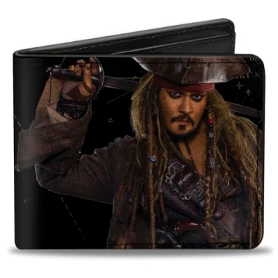 Immagine di CPM Jack Sparrow Vivid Sword Pose + Logo dei Pirati/Teschio Accessori da Viaggio Portafoglio bi Fold, Multicolore, Default Size Uomo