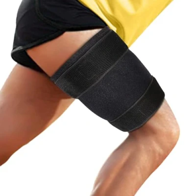 Immagine di supregear Supporto per Coscia, Fascia in Neoprene Avvolgente Coscia Compressione Manica Gamba Regolabile Più Sottile Donna Uomo Nero
