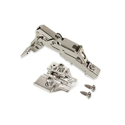 Immagine di Emuca 1015207 Kit cerniera collo dritto con scodellino Ø35mm 165 chiusura soft e basetta Euro regolazione eccentrica, Set di 2