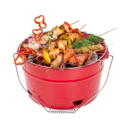 Immagine di Uten Barbecue Carbone Portatile, Mini Barbecue, Secchio per Resistente al Calore, Senza PFOA&amp;BPA, Griglia BBQ all&#039;aperto Giardino Terrazza Campeggio Picnic