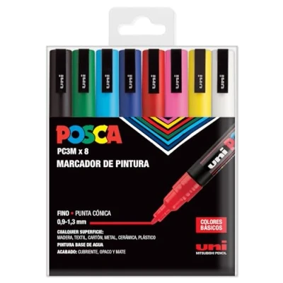 Immagine di Uni POSCA Set PC 3M Basic Confezione da 8 pennarelli (A 1)