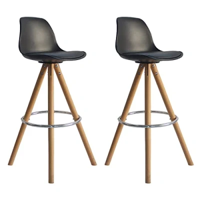Immagine di Set di 2 sgabelli scandinavi TOBIAS neri con cuscino