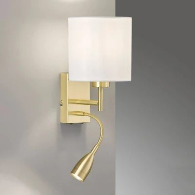 Immagine di FISCHER &amp; HONSEL applique Dreamer LED a ottone/chintz bianco