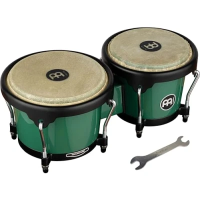 Immagine di Meinl Percussion Bongos Journey Series 2 Tamburi a Mano da 6.5 e 7.5 Pollici Chiave Accordatura Inclusa Plastica ABS, Green (HB50FG)
