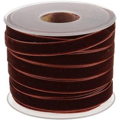 Immagine di Rotolo con nastro in velluto, lungo 18,3 m e largo 10 mm, per il fai da te, decorazioni, colore: caffè