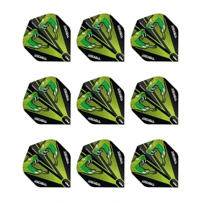 Immagine di RED DRAGON Hardcore Peter Wright Snakebite Verde Trasparente Volo Dart Standard di Spessore Extra 3 Set per Confezione (9 Voli in Totale)