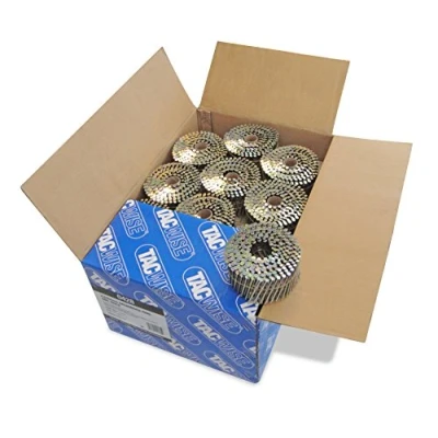 Immagine di Tacwise 0428 Chiodi Galvanizzati in Bobina Piatta Tipo 2,5/64 mm, Punta a Diamante, Annellati e Inclinati di 16, Fascicolati con fil ferro, Confezione da 9000
