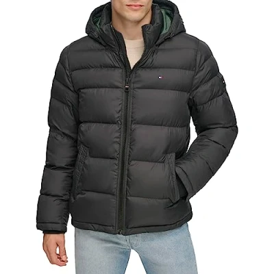 Immagine di Tommy Hilfiger Piumino da uomo Alternative con cappuccio, Nero scuro, X Large