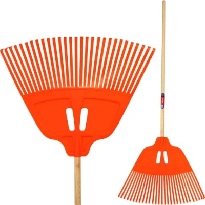 Immagine di Kadax Rechen erba e foglie, rastrello largo con un gambo lungo fatto di legno, foglia plastica, dura, spazzatrice decidua, scomparti a da giardino, giardino (170 x 61 cm)