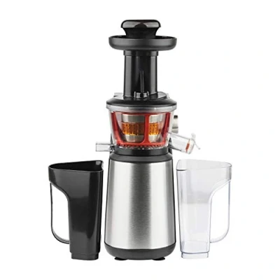Immagine di H.Koenig Estrattore di succo verticale GSX12 in acciaio inox, frutta e verdura, slow juicer spremitura lenta 60 giri al min, senza BPA, apertura 82 mm, pressione delicata, 1 litro, 400 W