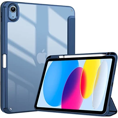 Immagine di ProCase Cover iPad 10 Generazione 2022 10,9 Pollici con Portapenna, Custodia (A2696 A2757 A2777), Auto Svegliati/Sonno Blu Marino