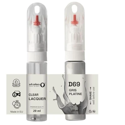 Immagine di SD COLORS GRIS PLATINE D69 Pennello per ritocchi da 20 ML, riparazione graffi (vernice e laccatura)