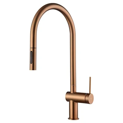 Immagine di IMEX Rubinetteria da cucina monocomando estraibile Rubinetto lavello con sistema risparmio energetico Miscelatore acqua fredda/calda BERNA oro rosa spazzolato GCE026/ORC