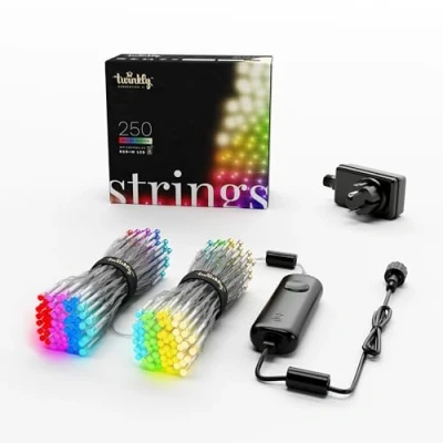 Immagine di Twinkly Strings 250 LED RGB+Bianco, Striscia di Luci Esterno e Interno, Smart Multicolore, Compatibile con HomeKit, Alexa Google Home, Gaming, IP44, Controllo App, Filo Trasparente, 20m