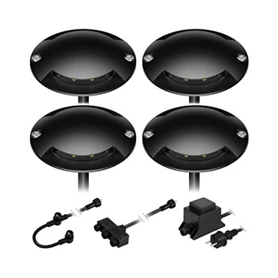 Immagine di ledscom.de Lampada da terra a LED Bunda, 2 fiamme, nera per esterni, transitabile, bianco caldo, set 4