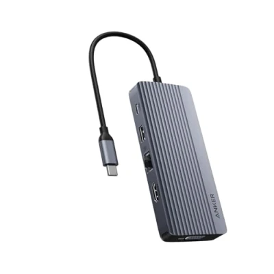 Immagine di Anker USB C Hub, hub con due display (10 in 1), HDMI 4K A 30 Hz Power Delivery da 100 W max, porte dati e 5 Gbps per MacBook, Lenovo, Dell XPS, laptop HP altro
