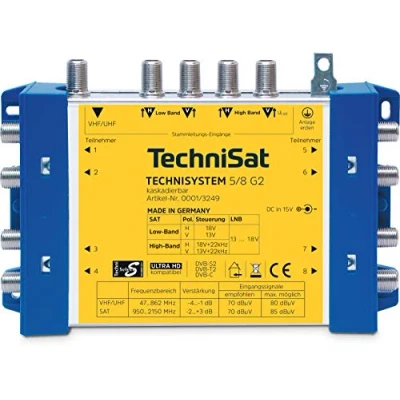 Immagine di TechniSat Technisystem 5/8 G2, DC NT SAT multiswitch Ingressi (Multiswitch): 5 (4 satellitare / 1 terrestre) Numero utenti: 8
