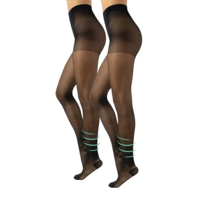 Immagine di CALZITALY Collant Riposante, Compressione Forte 10mm/Hg, 70 DEN, S, M, L, XL, XXL, 3XL, 4XL, Made in Italy (XXL, 2 X Nero)