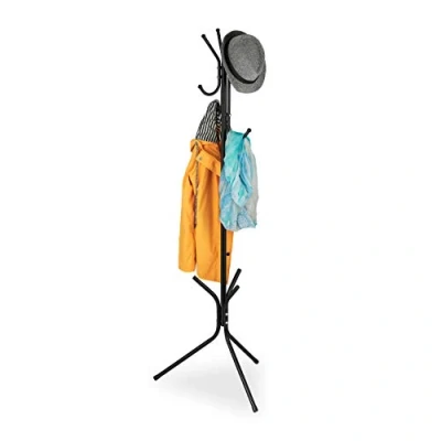 Immagine di Relaxdays Attaccapanni in Metallo, Appendiabiti Moderno con 6 Ganci, Guardaroba da Terra, HLP 161 x 53 cm, Nero, Acciaio, 1 pz