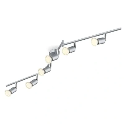 Immagine di B.K.Licht Plafoniera con faretti LED da soffitto orientabili, luce calda, include 6 lampadine GU10 3W, lampada moderna per cucina, salotto, metallo color argento titanio