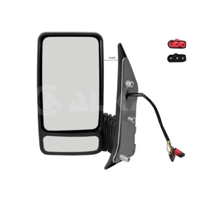 Immagine di specchio retrovisore esterno Alkar 9227977 Sx elettrico termico, con a grandangolo, Braccio corto, convesso per veicolo guida