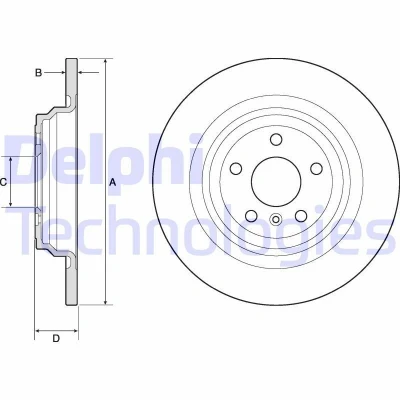 Immagine di DELPHI BG4754C Disco freno 325 14 5 pieno rivestito ad alto tenore di carbonio senza cuscinetto ruota, anello sensore ABS