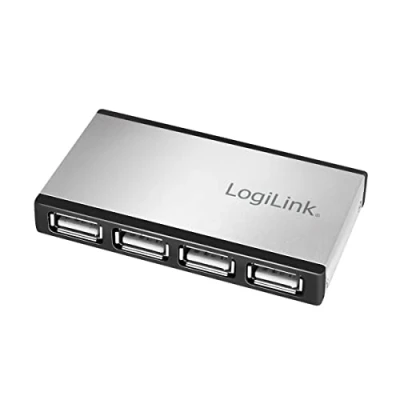 Immagine di LogiLink Hub USB 2.0 a 4 porte con alloggiamento in alluminio e alimentatore incluso