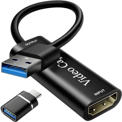 Immagine di Scheda Acquisizione Video 4K HDMI a USB, Cattura Audio e HD 1080P per Windows, Linux Mac OS, Ideale Fotocamere, Streaming Multimediale, di Gioco Trasmissioni Live (Nero)