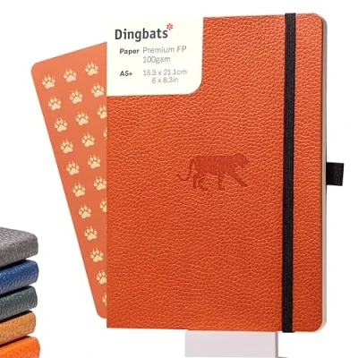 Immagine di Dingbats* Taccuino a Righe A5 Copertina Morbida Pagine Spesse Perforate Esperienza Versatile, Pelle Vegana, Segnalibro, Portapenne