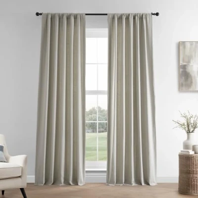 Immagine di Half Price Drapes HPD Tende francesi in Lino, Lunghe 248 cm, oscuranti, per Camera da Letto e Soggiorno, 127 x 238 1 Pannello, Colore: Cachi Fresco