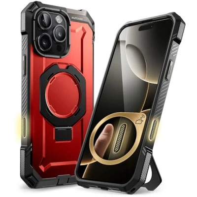 Immagine di SUPCASE Cover per iPhone 16 Pro 6.3&#039;&#039; 2024 con Supporto (Unicorn Beetle Grip), [Compatibile MagSafe] [Protezione dalle Cadute di Grado Militare] Custodia Magnetica Robusta (Rosso)