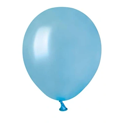 Immagine di Busta 100 palloncini perlati in lattice naturale Premium Quality A50 (Ø 13cm / 5&quot;), azzurro perlato
