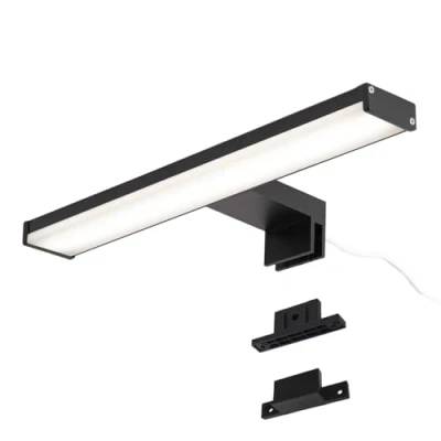 Immagine di Alpinaluz Applique LED da bagno 30 cm nero opaco 8 W 810 lm, luce bianca neutra 4000 K IP44 alluminio e policarbonato montaggio a specchio, parete o mobile frontale discendente