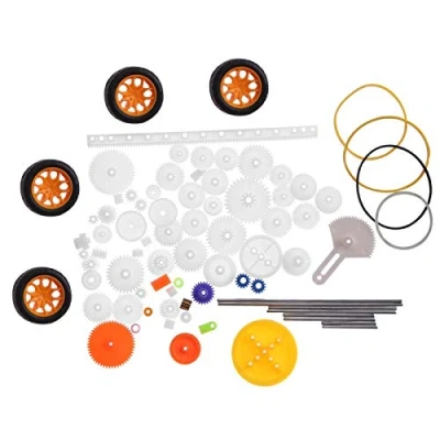 Immagine di 78 pz ingranaggi in plastica Ricca varietà Set fai da te Accessori con puleggia Mini pneumatici Kit a vite senza fine per robot auto