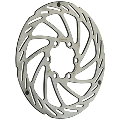 Immagine di BBB Disco del freno per bicicletta con 6 bulloni in acciaio inox indicatore di usura bici da strada, mountain bike, 140 mm, PowerStop BBS 111, argento