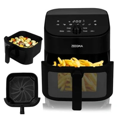 Immagine di Zeegma Knapper Chef Friggitrice ad Aria 1600W, 6,5L con 9 Programmi Automatici, Cottura Veloce in 60 Secondi, Pannello LCD Touch, Rivestimento Antiaderente, Pulizia Facile Lavastoviglie