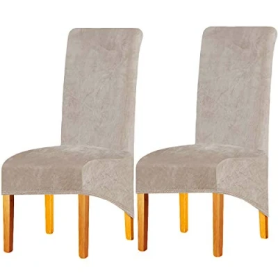 Immagine di LANSHENG Fodere per sedie XL in velluto elastico grandi da pranzo (Cammello,2 Pezzi(XL))