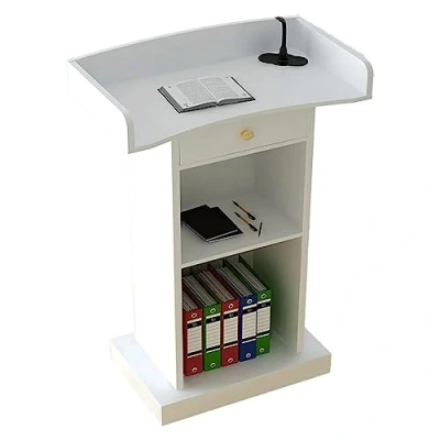 Immagine di JITEM Podio leggio per in MDF da Pavimento Legno Reception con ripiano Ideale relatori Conferenze Auditorium Chiesa 23,6x16,5x47,2 Pollici Pulpito